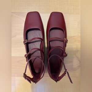 Quince Burgundy Flats with Straps